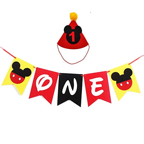Photo Prop Mickey Mouse Birthday Banner Mickey Mouse One High chair Banner High Chair Banner