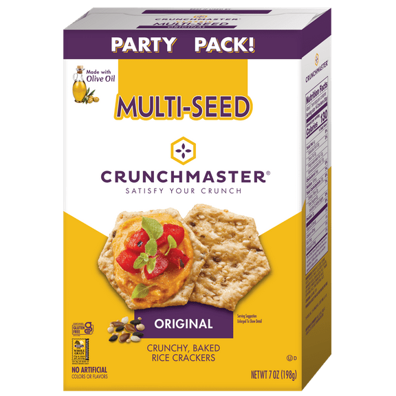 Crunchmaster Multi-Seed Original Gluten-Free crackers, Party Pack, 7 oz. Bag in Box