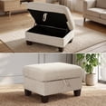 thumbnail image 4 of Poshby Storage Ottoman Coffee Table with Chenille Material, Solid Wood Leg for Living Room, Beige, 4 of 5