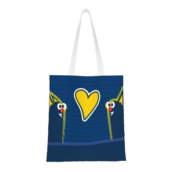 YFYANG Reusable Cotton Canvas Tote Shopping Bag, Midnight Blue Graffiti Washable Portable Grocery Bag for Daily Travel