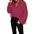 thumbnail image 3 of Seyurigaoka Women Shirt, Long Sleeve Lapel Neck Solid Color Knitting Zipper Casual Party Street Fall Spring Sweater Tops, 3 of 9