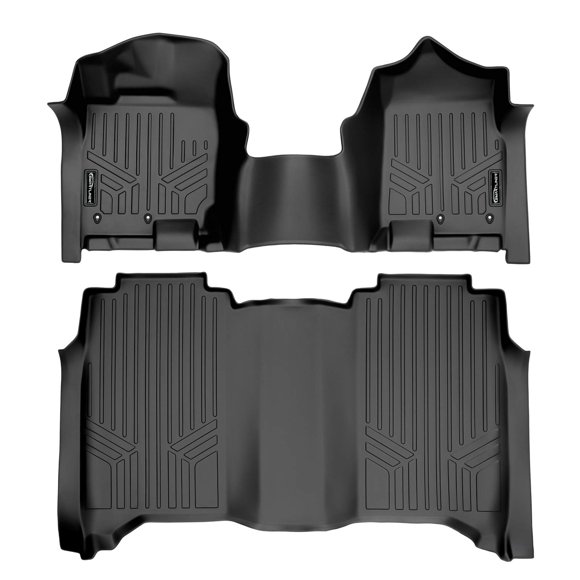 MAXLINER Floor Mats 2 Row Liner Set Black for 2017-2021 Nissan Titan / 2016-2021 Titan XD Crew Cab with 1st Row Bench Seat