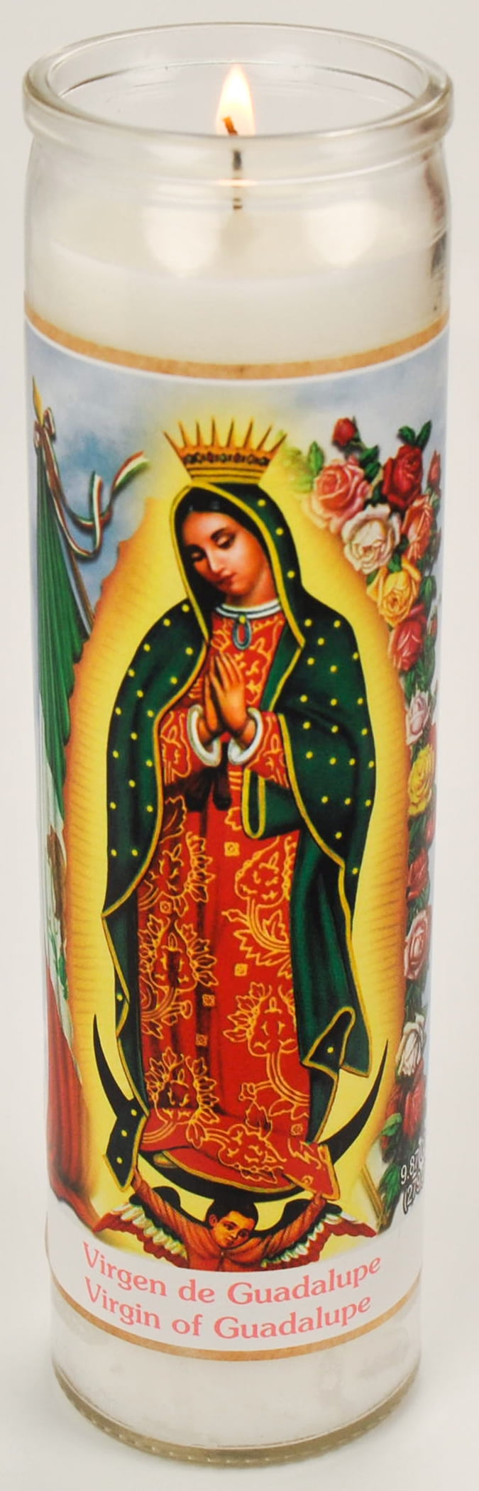 (2 pack) Guadalupe White Wax Prayer Candle, 8 inch Religious Ceremony Candle