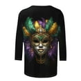 thumbnail image 5 of QATAINLAV Summer Savings Womens Mardi Gras Shirts 3/4 Length Sleeve Crewneck Tee Top Funny Graphic Print 2025 Fashion Carnival Party Blouses Multicolor L, 5 of 6