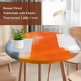 thumbnail image 5 of Abstract Paint Texture Round Fitted Table Cover Retro Orange Gary Oil Painting Waterproof Table Cloth with Elastic Edge Wipeable Tablecloth for Picnic Camping Party Fits 36"-44" Diameter, 5 of 8