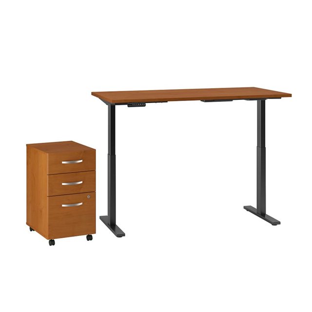 Move 60 Series 72W x 30D Adjustable Desk Set in Natural Cherry - Engineered Wood