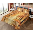 thumbnail image 4 of Ambesonne Autumn Fitted & Top Sheet Set with Shams, Forest Lake Fall Trees, Orange Brown, 4 of 5