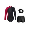 thumbnail image 2 of Jizyo Leotards for Girls Gymnastics Activewear Tank Unitard with Shorts Fitness Outfit Long Sleeve Burgundy&Black 6, 2 of 5