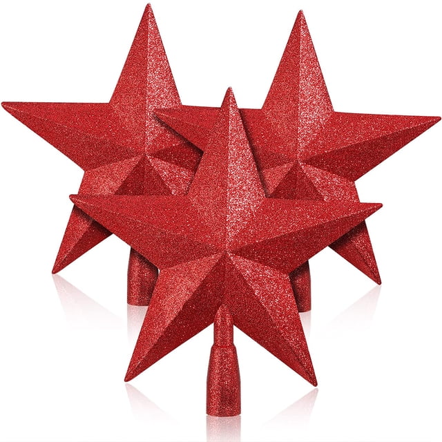 Bienvenido 3 Piezas de Adorno de Árbol de Navidad con Purpurina de 10 Pulgadas Copa de Estrella de Plástico para Decoración de Árbol de Navidad