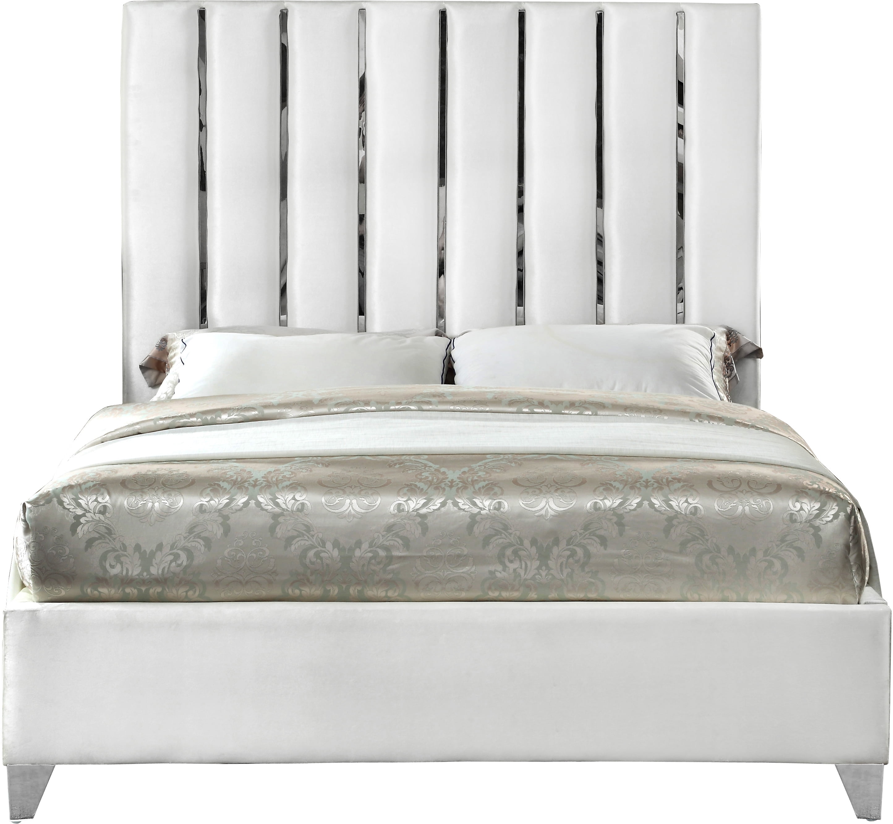 Enzo White Velvet King Bed Color Style Contemporary Com Enzo White Velvet King Bed Color, White Velvet King Bed