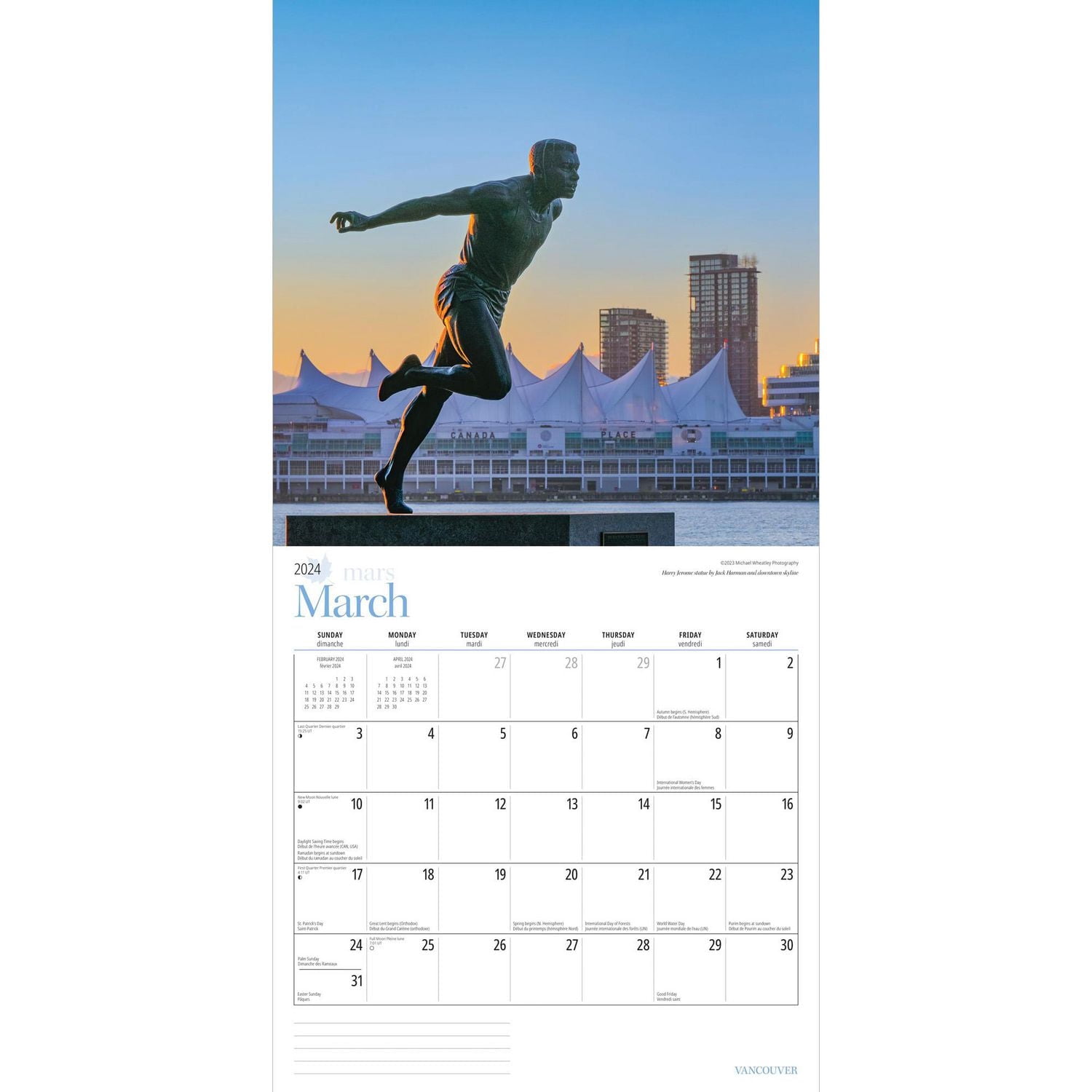 Wyman Publishing Vancouver 2024 12x24 Inch Square Wall Calendar, 9781525611681