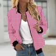 thumbnail image 5 of Holzkary Women's Zip Up Sweatshirts Jackets Long Sleeve Casual Loose Outwear with Pockets Women's Jacket Lightweight Zip Casual Jacket Printed Coat Stand Collar Cropped Coat Watermelon Red Xxl, 5 of 9
