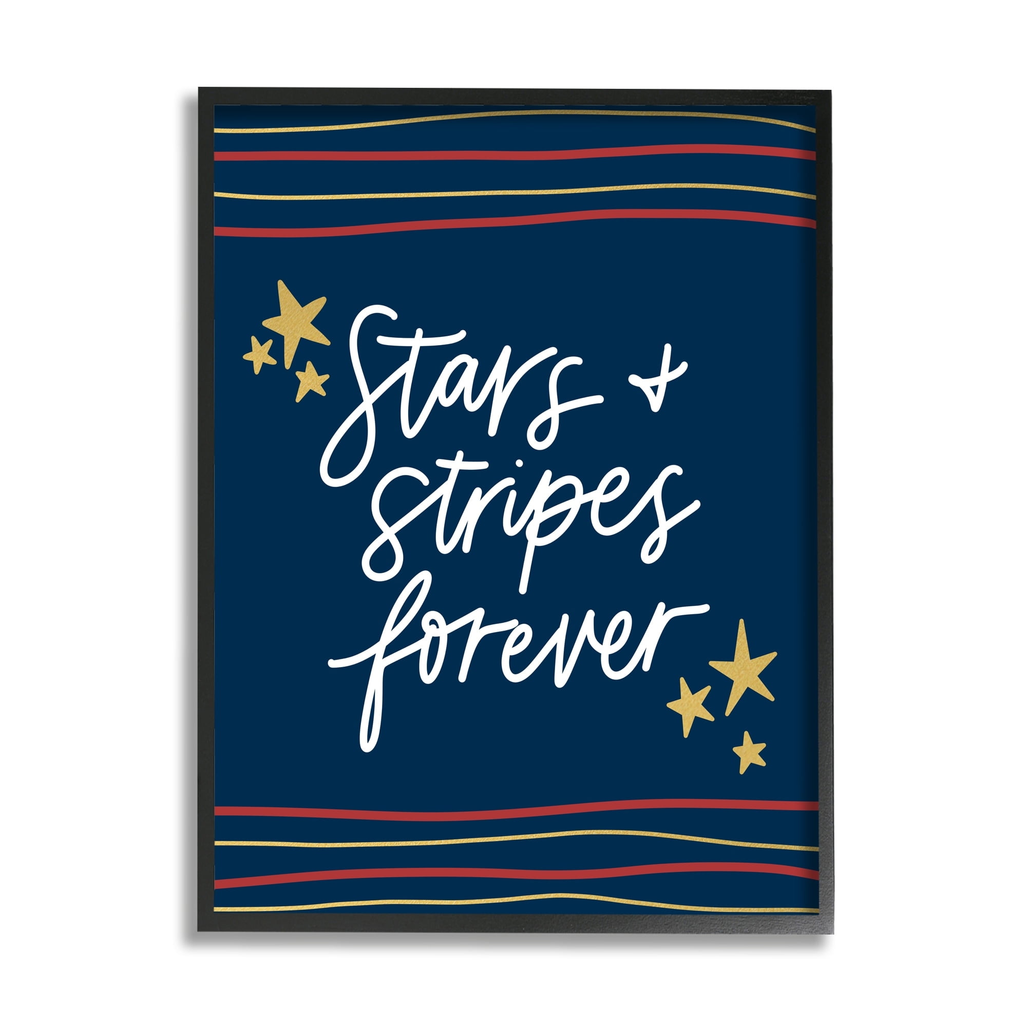 Stupell Industries Stars Stripes Forever Americana Independence Day Graphic Art Gray Framed Art Print Wall Art, Design by Amanda Houston
