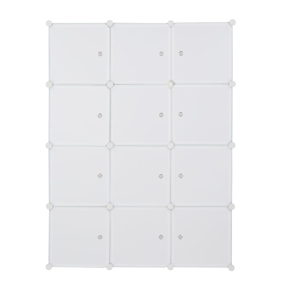 Ktaxon Portable Closet 12-Cube DIY, Clothes Organizer Storage Shelves, Plastic Bookshlef Wardrobe Cabinet, White