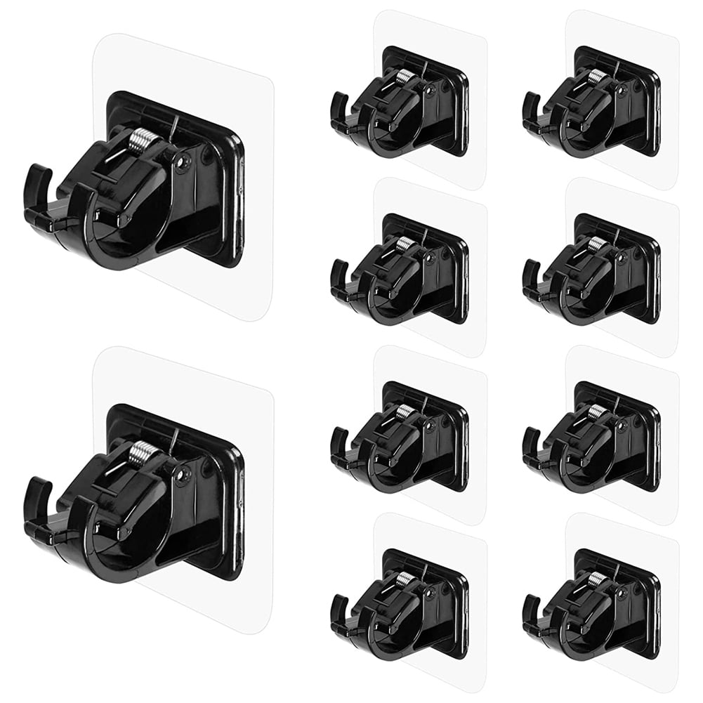 10PCS Self Adhesive Curtain Rod Holders No Drill Curtain Rods Brackets No Drilling Nail Free