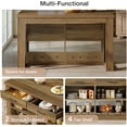 thumbnail image 7 of Fimind 55" Farmhouse Kitchen Island with Storage and Seating, Wooden Stationary Bar Table with 2 Drawers & Open Shelf for Dining Room, Brown, 7 of 7