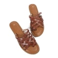 thumbnail image 2 of Pennysue Women Strappy Slippers Summer Brown Flat Sandals Size 10, 2 of 8