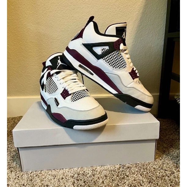 A i r-Jor-dan 4 Retro x Paris Saint-Germain Bordeaux 2020 Shoes (US Men's Size 8.5)