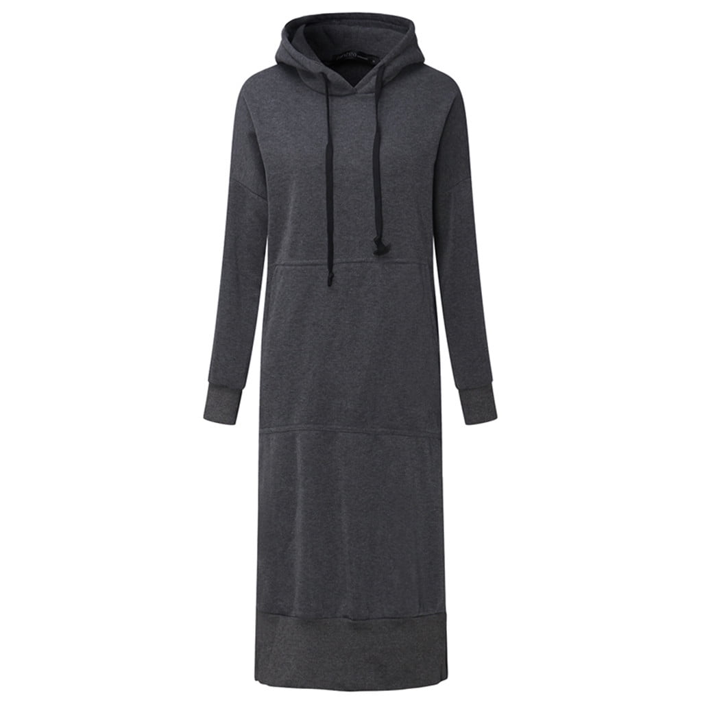 Skpblutn Women'S Sweatshirt Hoodies Winter Fall Casual Comfortable Tops Warm Hooded Baggy Pullover Over Long Dress Round Neckline Long Sleeve Plus Size Sweatshirts Dark Gray 5Xl