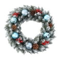 thumbnail image 4 of Corona de Navidad artificial, corona de Navidad de imitación, hojas de Navidad, decoración de guirnalda navideña para pared de, 4 of 8