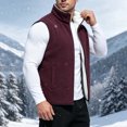 thumbnail image 5 of Mens Fleece Insulated Sleeveless Jackets Full Zipper Stand Up Collar Solid Color Fashion Winter Jacket Wine XXL, 5 of 5