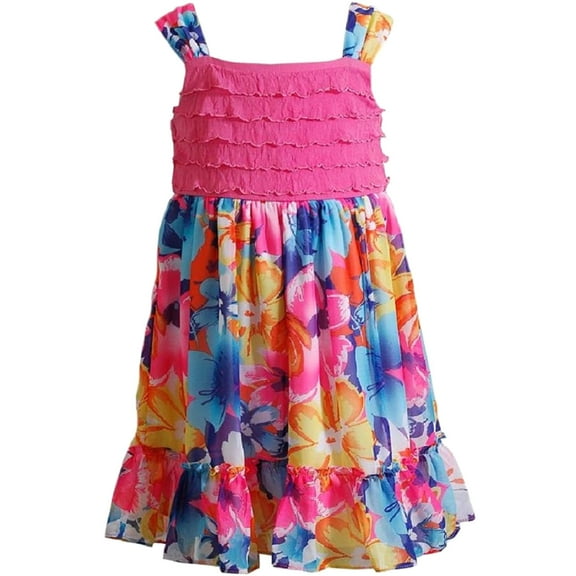 Youngland Infant Baby Girl's Pink Floral Chifon Sundress (24 Months)