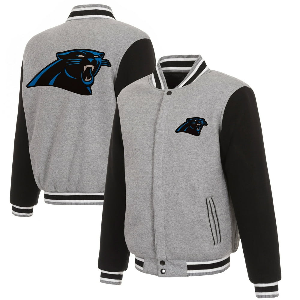 Carolina Panthers JH Design Reversible Fleece FullSnap Jacket Gray