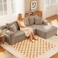 thumbnail image 2 of Aukfa 95" Cloud Sectional Couch, Modular L Shaped Boneless Sofa with Right Facing Chaise&2 Storage Pockets, Camel, 2 of 8