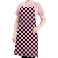 thumbnail image 5 of Black and Pink Checkerboard Pattern Apron-Garden Aprons for Women with Pockets-Cotton Linen Waterproof Kitchen Cooking Gardening Aprons Adjustable for Kitchen,Cooking,BBQ and Salon 33x27 Inch, 5 of 7