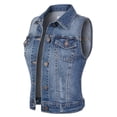 thumbnail image 5 of Made by Olivia Women's Junior Fit Sleeveless Button up Jean Denim Jacket Vest, 5 of 7