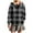 Black, variant on Women's Black White Plaid Printed Hooded Zip-Up Jacket, Long Sleeve Casual Coat with Pockets Drawstring - Trendy Daily & Winter Outerwear Black L