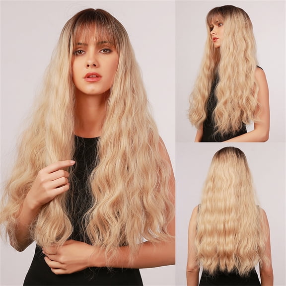 Herunwer Hair Toppers for Women Long Wavy Hair Toppers Hair Pieces for Women Synthetic Wiglets Hair Topper with Bangs Clip in Hair Toppers for Thinning Hair