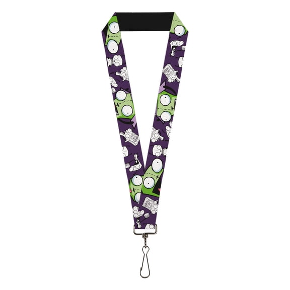 Nickelodeon Lanyard, Invader Zim Gir Poses and Sketch Purple, Elastic