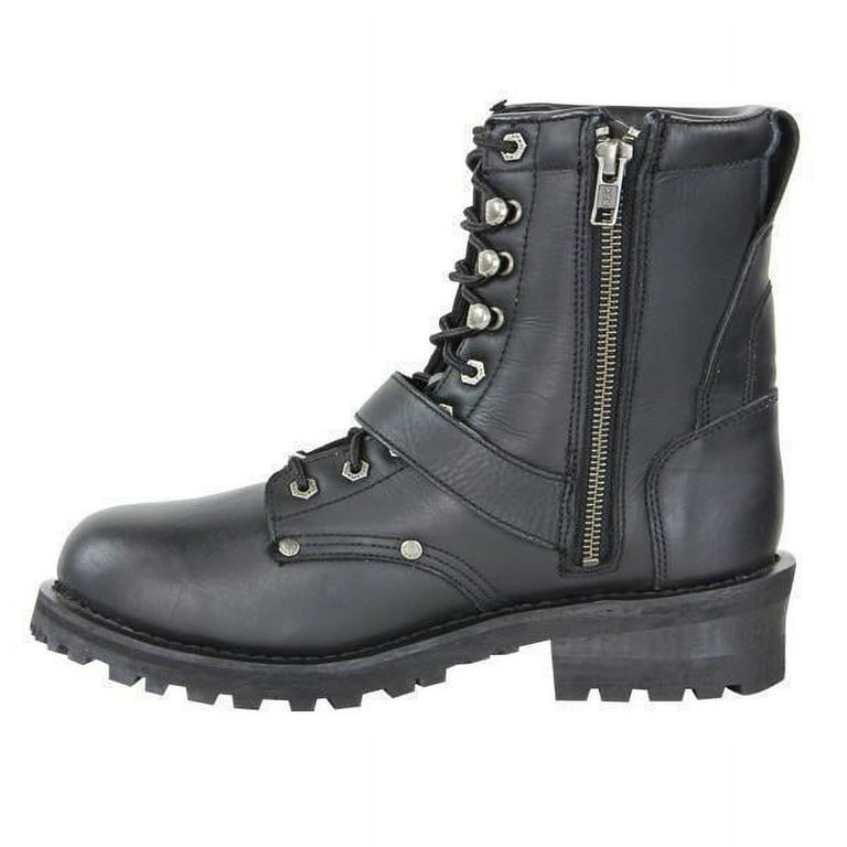 Vulcan V 117 Men s Rage Black Lace Up Motorcycle Riding Leather Boots 10 Walmart