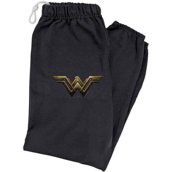 Justice League Movie Wonder Woman Logo Unisex Jogger Sweatpants for Men and Women, Black, Medium