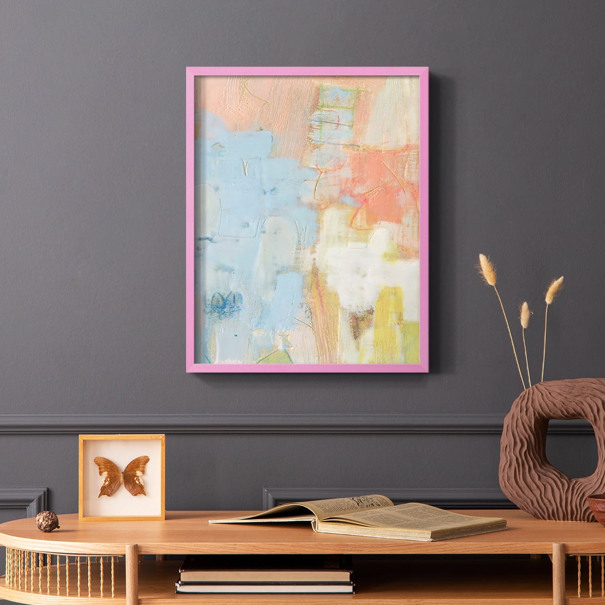 Cully I Framed Print in Pink Solid Wood Framed Print No Nail Hanging