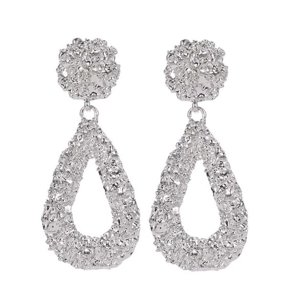 UDIYO Bohemia Women Geometric Emboss Hollow Teardrop Dangle Stud Earrings Jewelry Gift