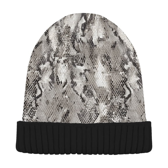 JSTEL Gray Snake Print Beanie for Women Men Winter Hat Reversible Skull Knit Cap