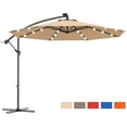 thumbnail image 4 of Gymax 10Ft Patio Solar LED Outdoor Offset Hanging Umbrella w/ 24 Lights Beige, 4 of 9