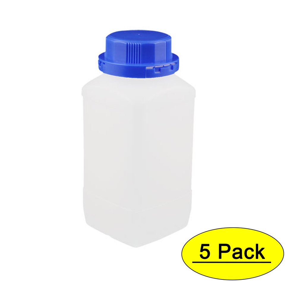 5Pcs 1000ml Plastic Square Wide Mouth Chemical Sample Reagent Bottle