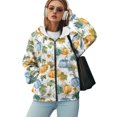 thumbnail image 5 of COEQINE Women's Full Zip Up Hoodie Fashion Sweatshirts Yellow Blue Pumpkin Print Oversized Casual Wear Y2K Workout Jacket Coat Fall Winter Outfits Tops with Pockets, XL, 5 of 7