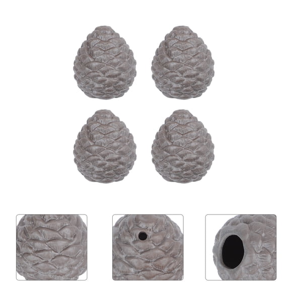 WASHWEPE Small Ceramic Pine Cone Ornaments 4Pcs 1.3x1In Coffee For Desktop