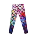 thumbnail image 7 of COEQINE Mermaid Scales Splash Girls' Yoga Leggings Pants Full Length Athletic Trousers High Waist Tummy Control, for 6-7 Years Kids Girls, 7 of 7