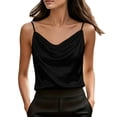 thumbnail image 3 of Tqcoqu Silk Sleeveless Camisole Tops Cowl Neck Satin Tank Top Basic Fit Spaghetti Strap Camisoles Blouses,Black Women's S-XXL, 3 of 8