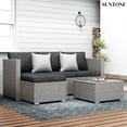 thumbnail image 2 of SUNTONE Patio Conversation Sofa Set - 3 Piece All Weather Wicker Outdoor Furniture Set, Gray Rattan & Black Cushions, 2 of 9