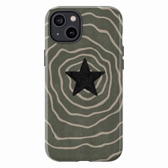 Abstract Star iPhone Case, Minimal Wavy Line Art Protective Phone Cover for iPhone 16 15 14 13 12 11 Pro Max Mini Plus