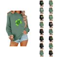 thumbnail image 1 of Chandail Graphique Trèfle de la Saint-Patrick pour Femmes 2026 Tendance à Manches Longues Col Rond Chandail Femmes chandail, 1 of 6