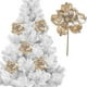thumbnail image 3 of Arreglo floral artificial premium color champán dorado | Adornos navideños de tela de alta gama | Elegante adorno floral para árbol de 25 x 15 x 4 cm, 3 of 6