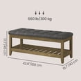 thumbnail image 6 of LEDREM Upholstered End of Bed Bench with Storage Shelf, Solid Wood Frame Window Seat with Tufted Cushion, for Living Room, Bedroom, Slate Gray, 6 of 6