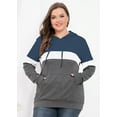 thumbnail image 6 of JuneFish Women's Plus Size Long Sleeve Sweatshirts Color Block Hoodies Pullover with Pocket, 6 of 7